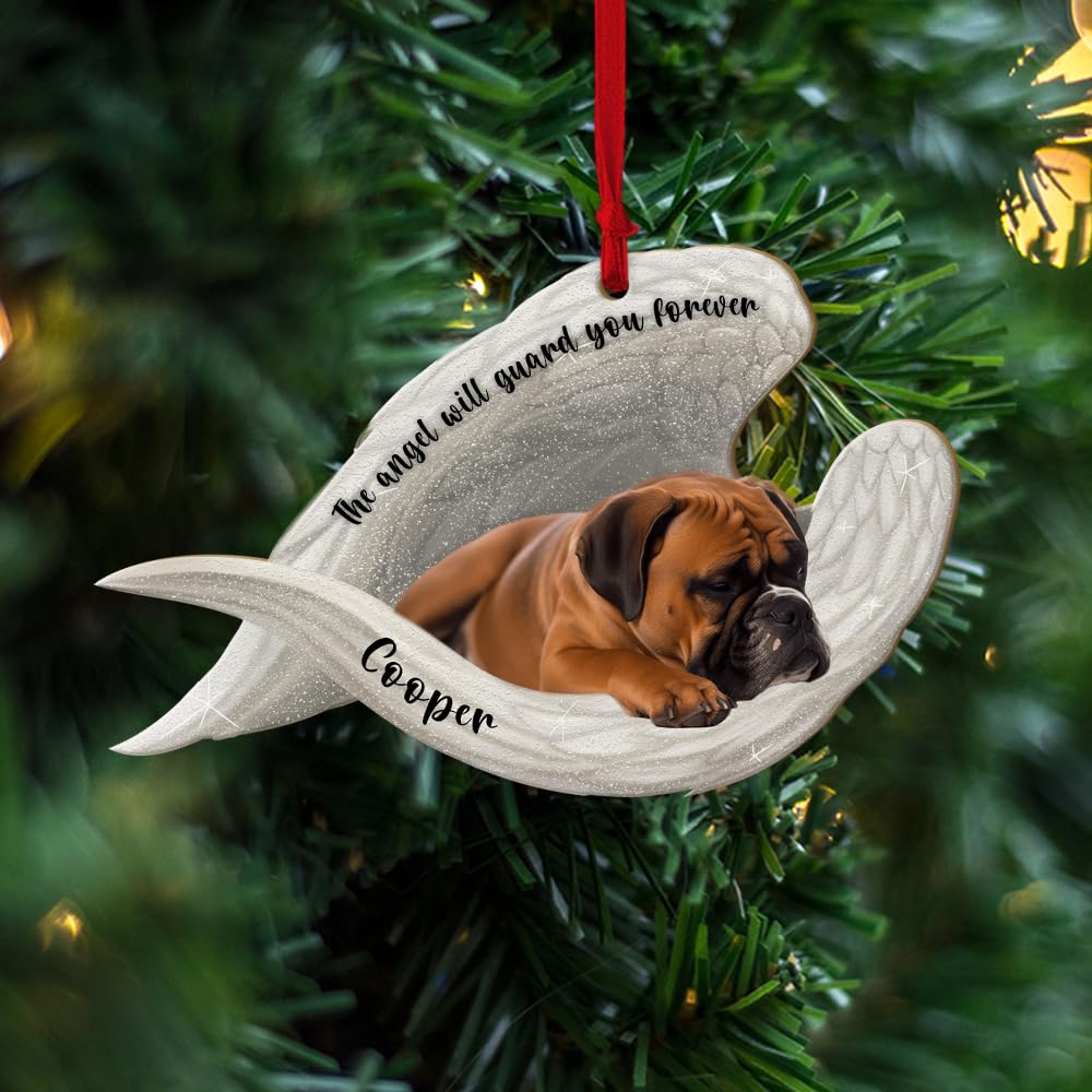 Personalized Boxer Dog Memorial Flat 2D Ornament - Custom Dog Memory Ornament, Pet Memorial Angel Wings, Dog Loss Sympathy Gift, Pet Remembrance Keepsake, Pet Passing Away Gift, Loss of Dog