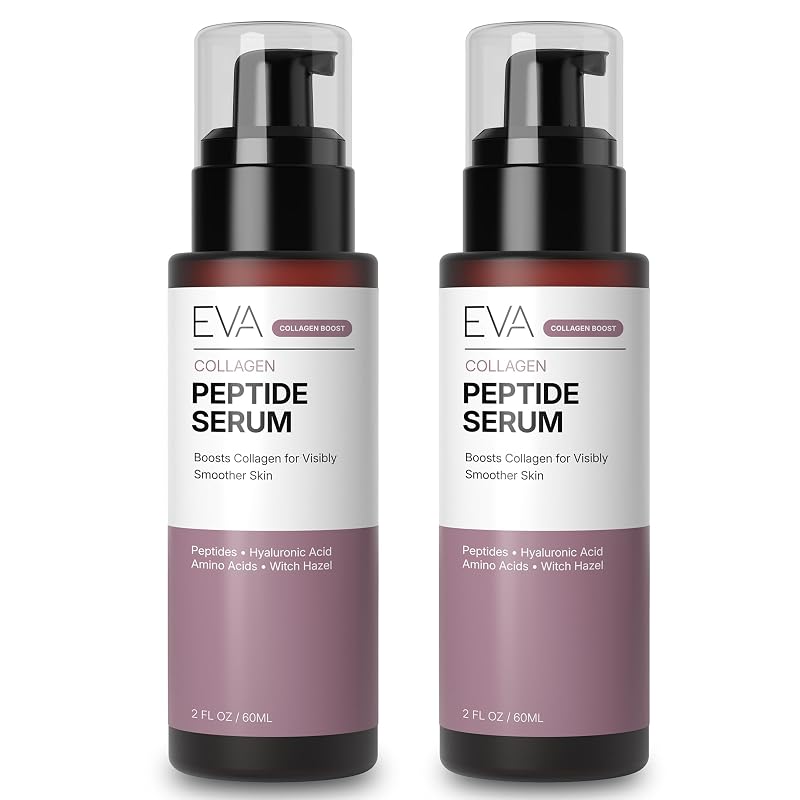 Sérum facial com peptídeos e ácido hialurônico Eva Naturals, 2 unidades de 60 mL
