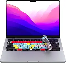 Capa de teclado Final Cut Pro para MacBook Pro 2021+ de 14 polegadas e 16 polegadas, 100 teclas de atalho funcionais para edição de vídeo da Editors Keys para Macs da série M