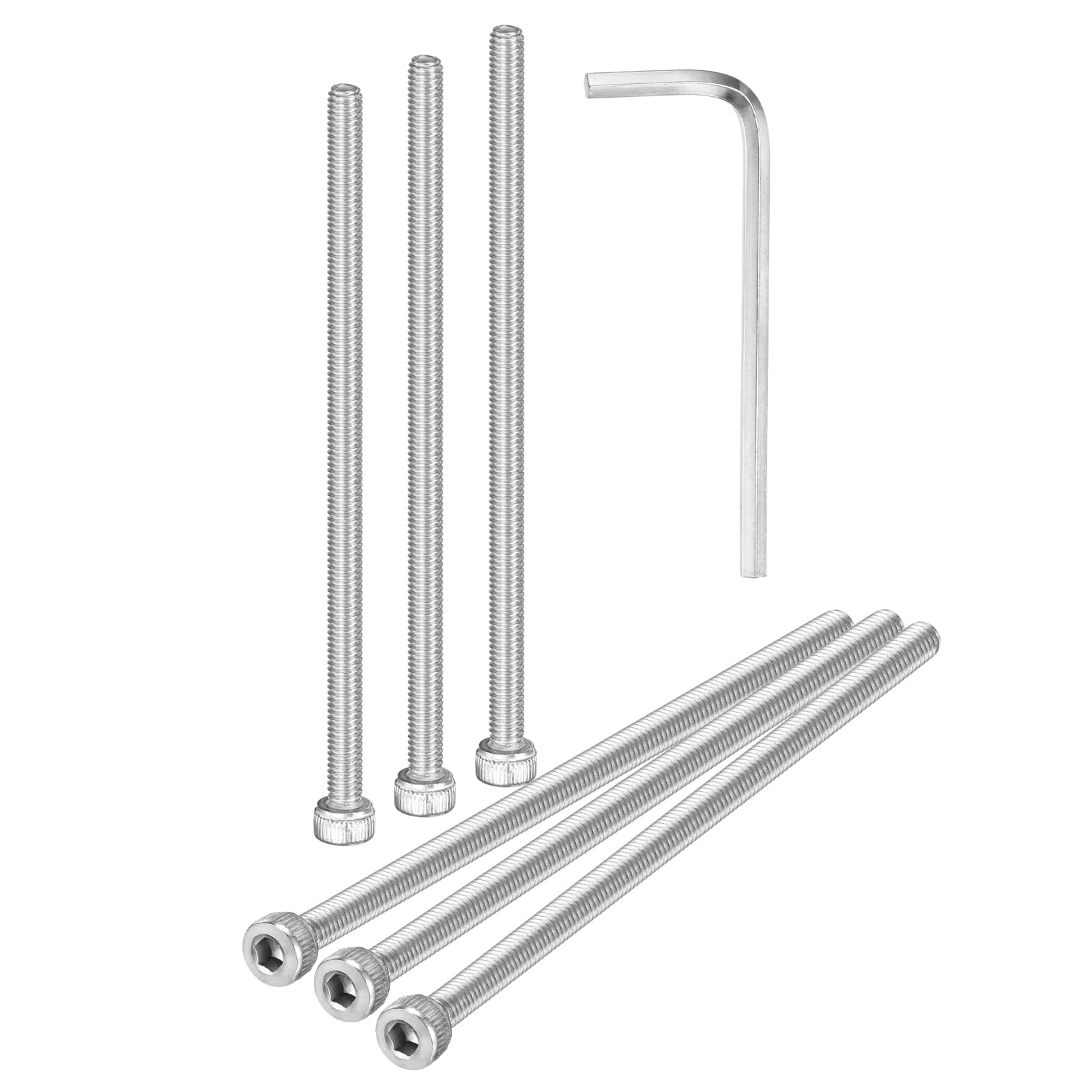M METERXITY 6-Pack M4 x 85mm Socket Head Cap Screws, 304 Stainless Steel Hex Machine Bolts, Allen Socket Drive Screw with Hex Wrench for Repair/DIY, Fully Threaded Fasteners Kit [Silver] — image 1