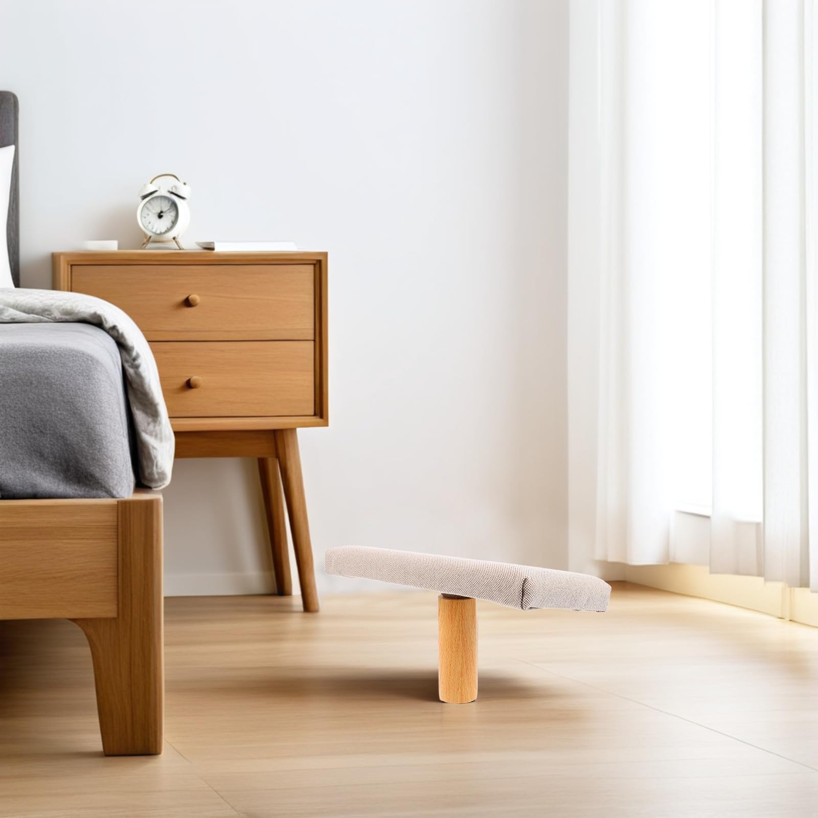 GALPADA Banco de Meditación Portátil de Madera con Cojín Beige