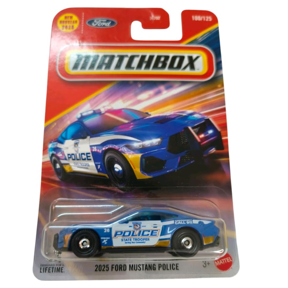Matchbox 1:64 Scale 2025 Ford Mustang Police for 3 Years & Above 100/125 (Blue)-picture-11