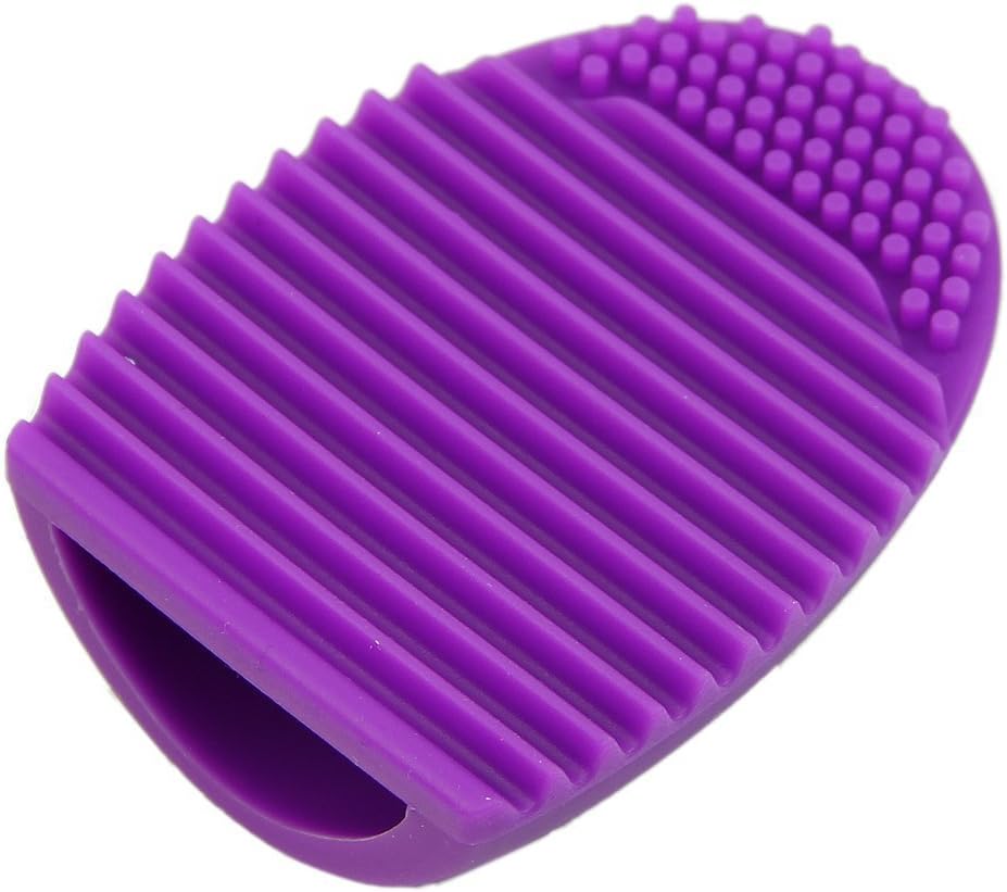 MakeUp Washing Brush Silica Glove Scrubber Board Cosmetic Clean Tools (Purple)