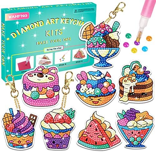 WAHFNG Diamond Painting Kits for Kids - Make Your Own GEM Keychains - Arts and Crafts for Kids,Girls and Boys - Gem Art Painting Kits - Gift Ideas for Girls Crafts Age 4,5,6,7,8,9,10-12,6-8-SWEETS