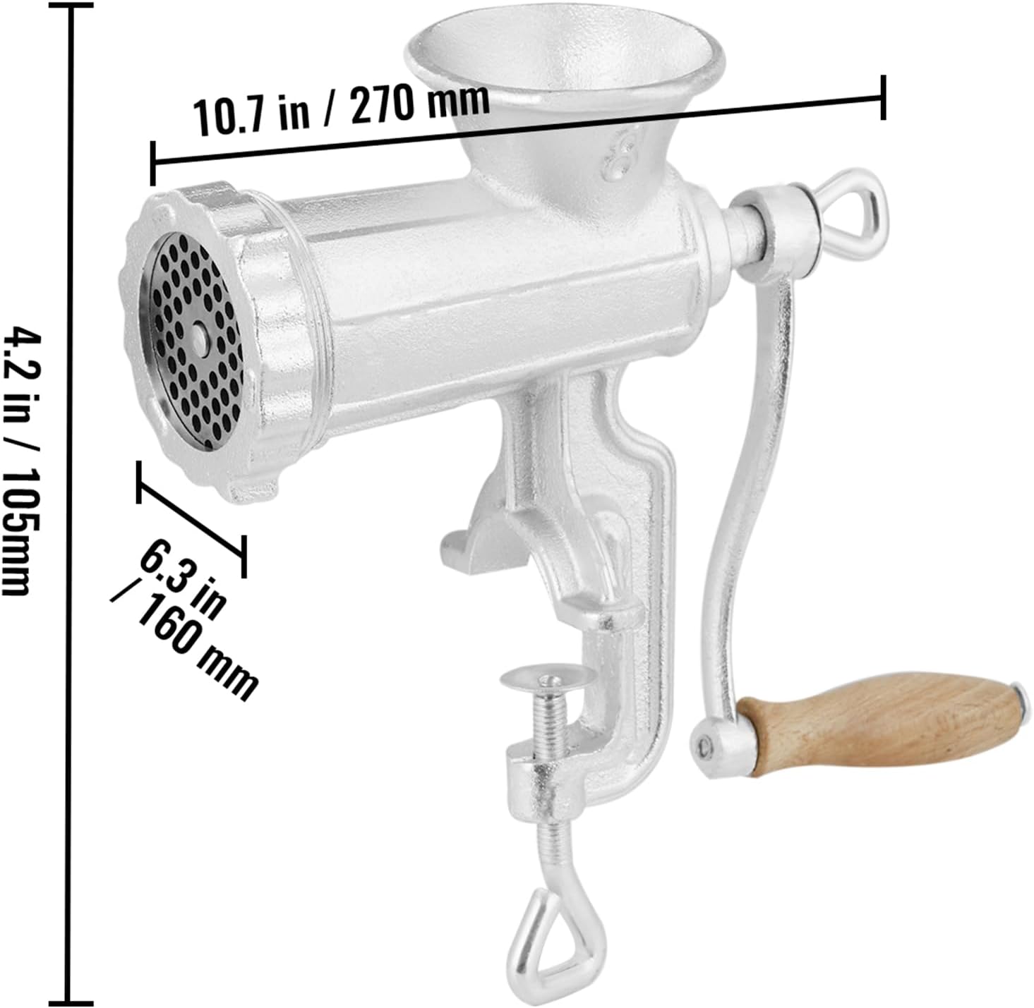 Happybuy Manual Meat Grinder, Heavy Duty Cast Iron Manual Meat Grinder with Steel Vise, Meat Grinder Sausage Maker with 1 Cutting Blade, 2 Cutting Plates, 3 Sausage Tubes