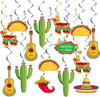 30PCS Mexican Fiesta Hanging Swirl Decorations, Fiesta Cinco De Mayo Party Decor Supplies, Taco Twosday Birthday Theme, Mexican Fiesta Celling Streamers Decor for Baby Shower Bachelorette