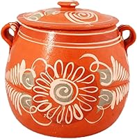 Handcrafted 6-Quart Mexican Clay Cooking Pot with Lid - Authentic Traditional Cazuela for Soups, Stews, Beans