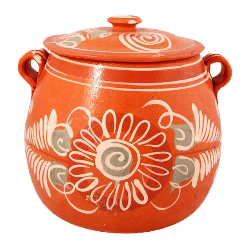 6-Quart Handcrafted Clay Cooking Pot with Lid – Traditional Mexican Design