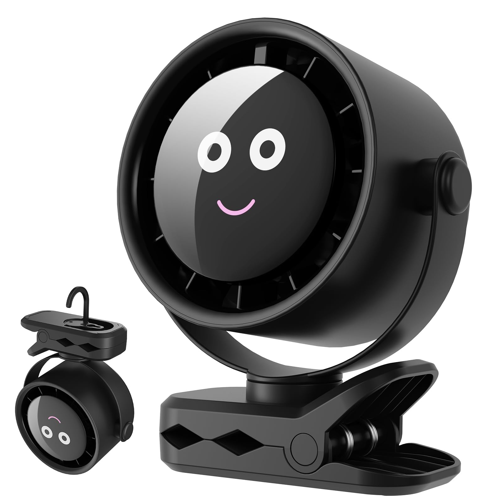 Ventilador de Mesa Portatil USB Recargable - 4000mAh Ventiladores Pequeño con Clip/Gancho,5 Velocidades,360° Rotation,Pantalla LED,Mini Fan Silencioso para Hogar Oficina Cochecito Cámping