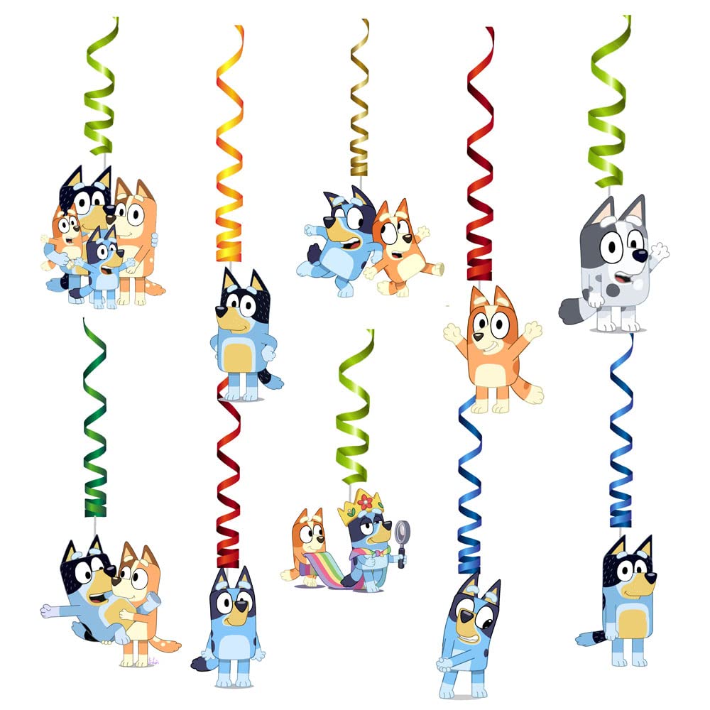 The Blu Party Bluey Theme Birthday Character Swirls/Hanging for Bluey Birthday Decorations,6 month and above