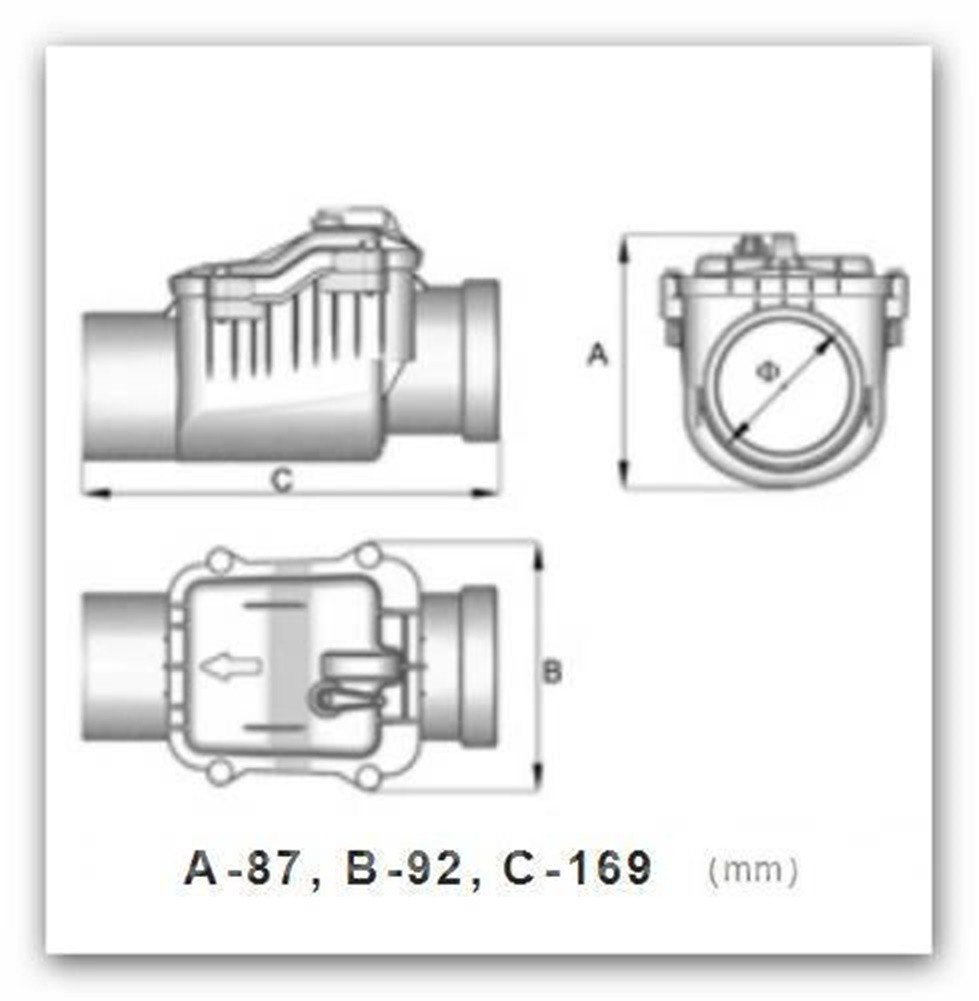 Capricorn DN50 mm-mit Edelstahlklappe, 9-5000-050-00-03-03, Grau