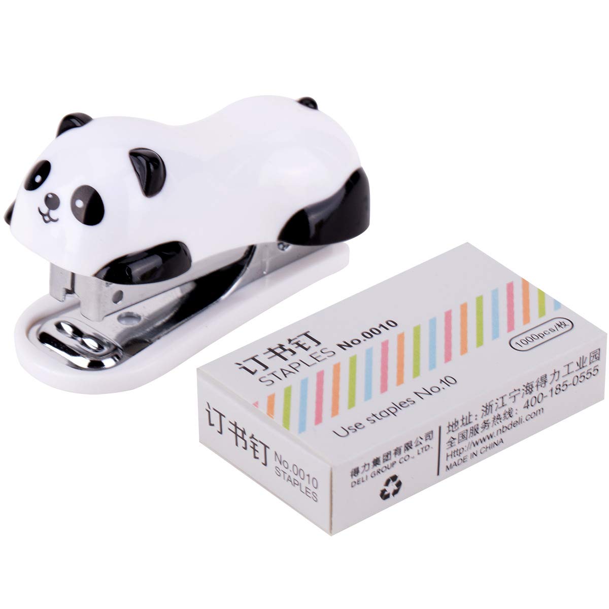 Cartoon Mini Stapler Set Stapling Machien with 1000pcs Staples Office School Binding Supplies Manual Cute Staplers (White)