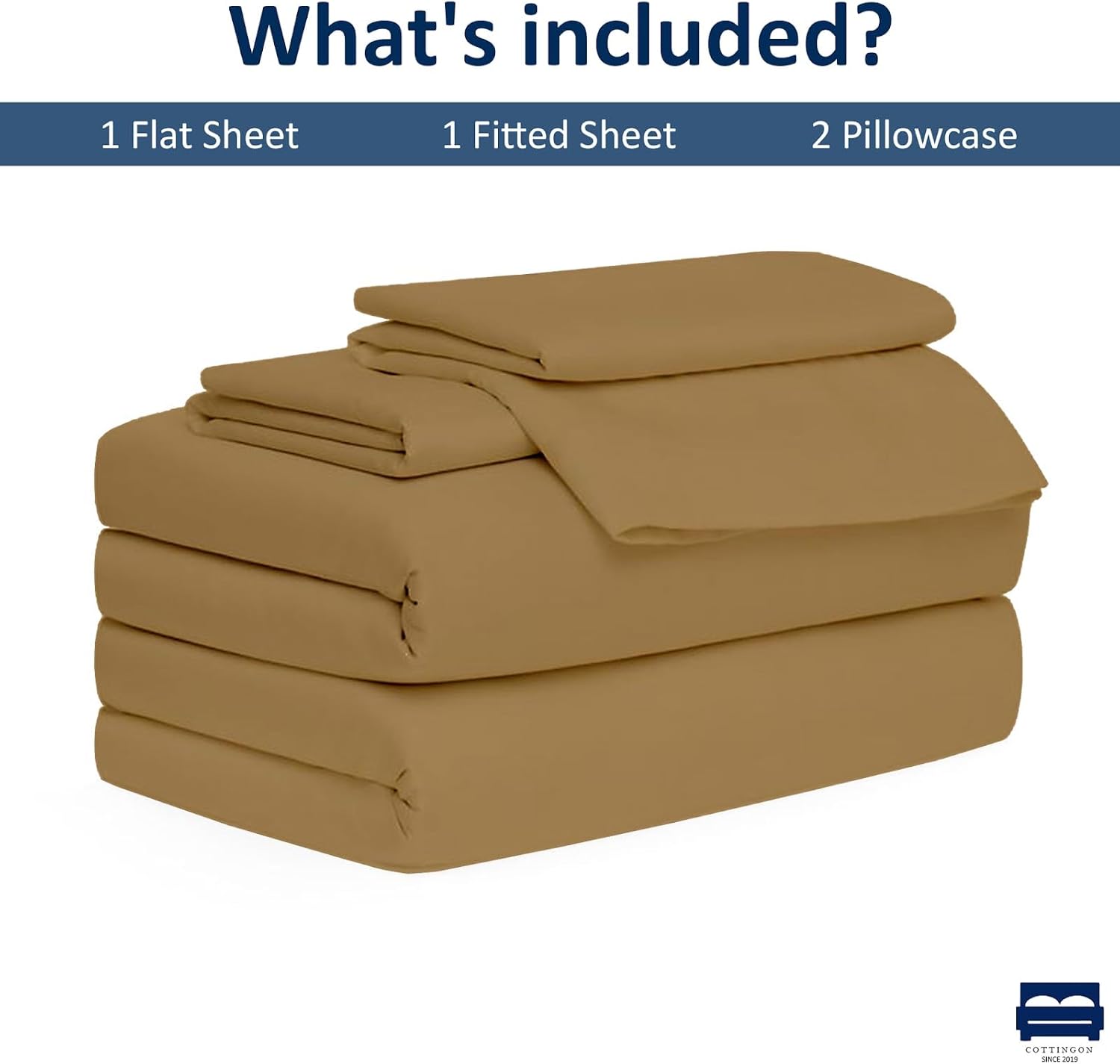 Cottingon 4 Pc Twin Extra Long Sheets for Dorm Bedding, 100% Egyptian Cotton, Specially Designed for College Room Beds, Pocket fits 10-15 inches Deep Mattress, Twin XL 39"x80", Taupe Solid
