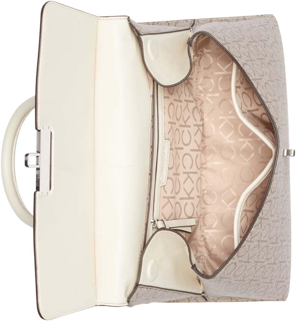 Calvin Klein womens Becky Turn Lock Satchel | Turn Lock, 2 in 1, Vegan Leather, 3 Pockets - Image 4