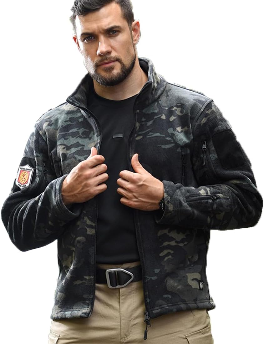 HARGLESMAN Men's Fleece Jackets Tactical Military Hunting Winter Windproof Warm Coat Jacket