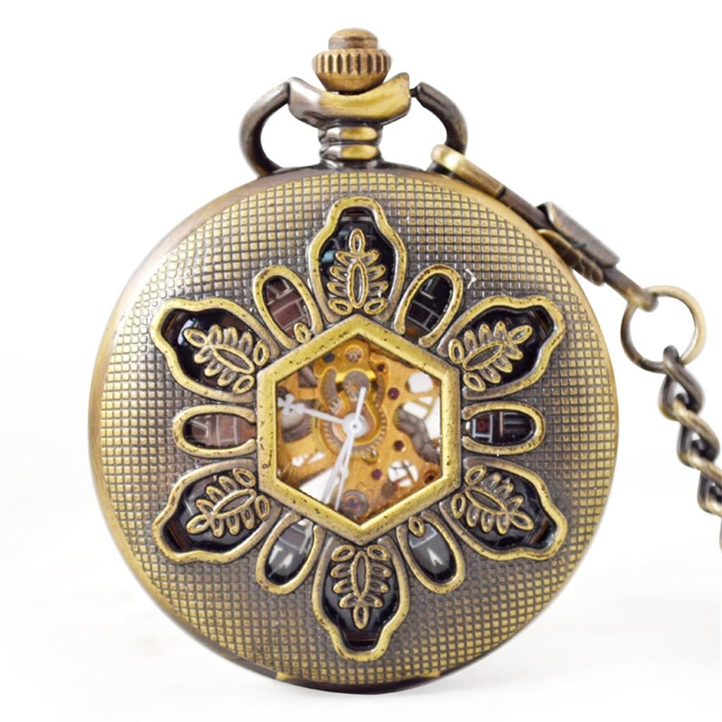 Montre de poche mécanique creuse oubliez les piles avec le style rétro