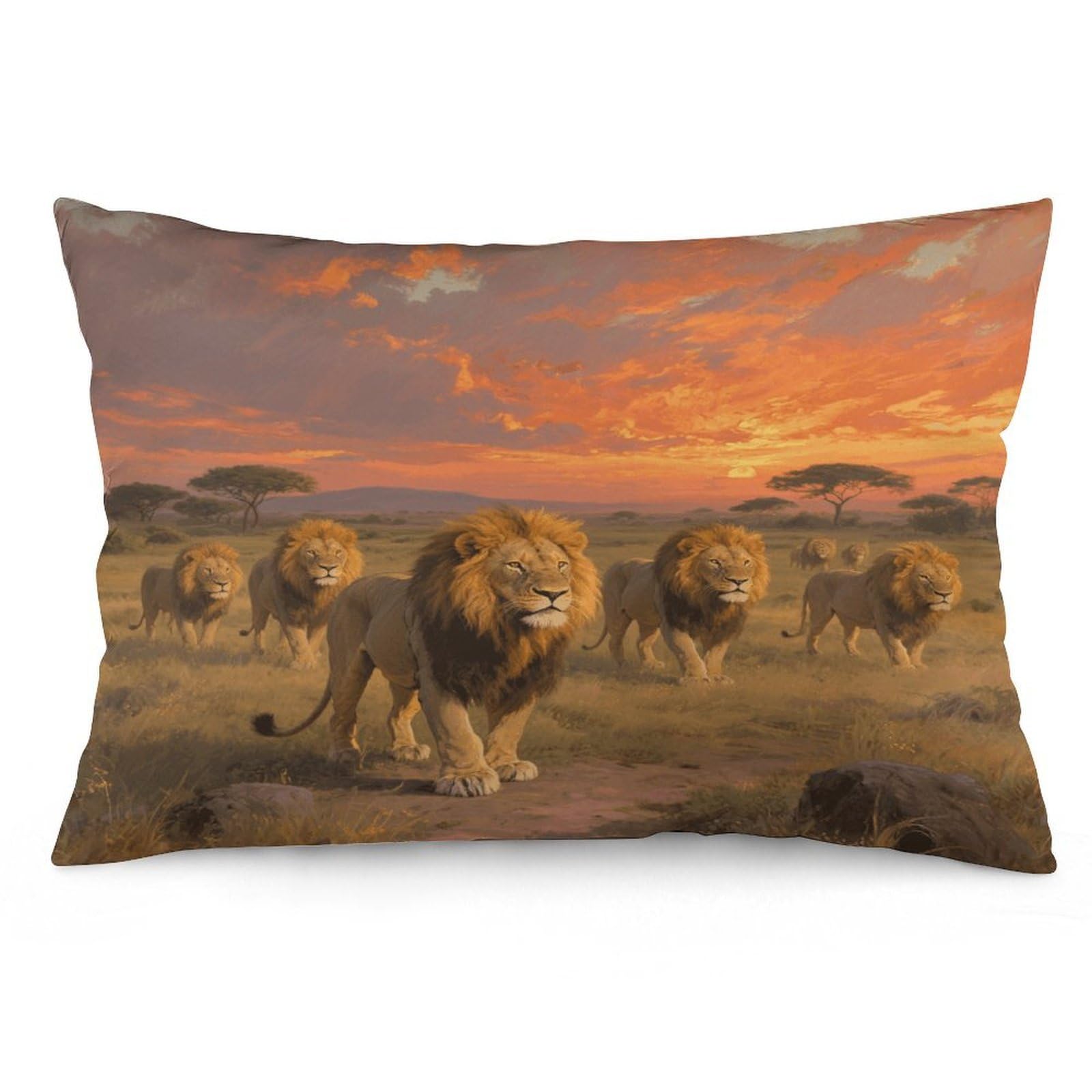 Lion Throw Pillow Cover Soft Pillow Case Decorative Lumbar Pillow Cover Cozy Throw Pillowcase Polyester Rectangular Cushion Case Decor for Couch Sofa Bed