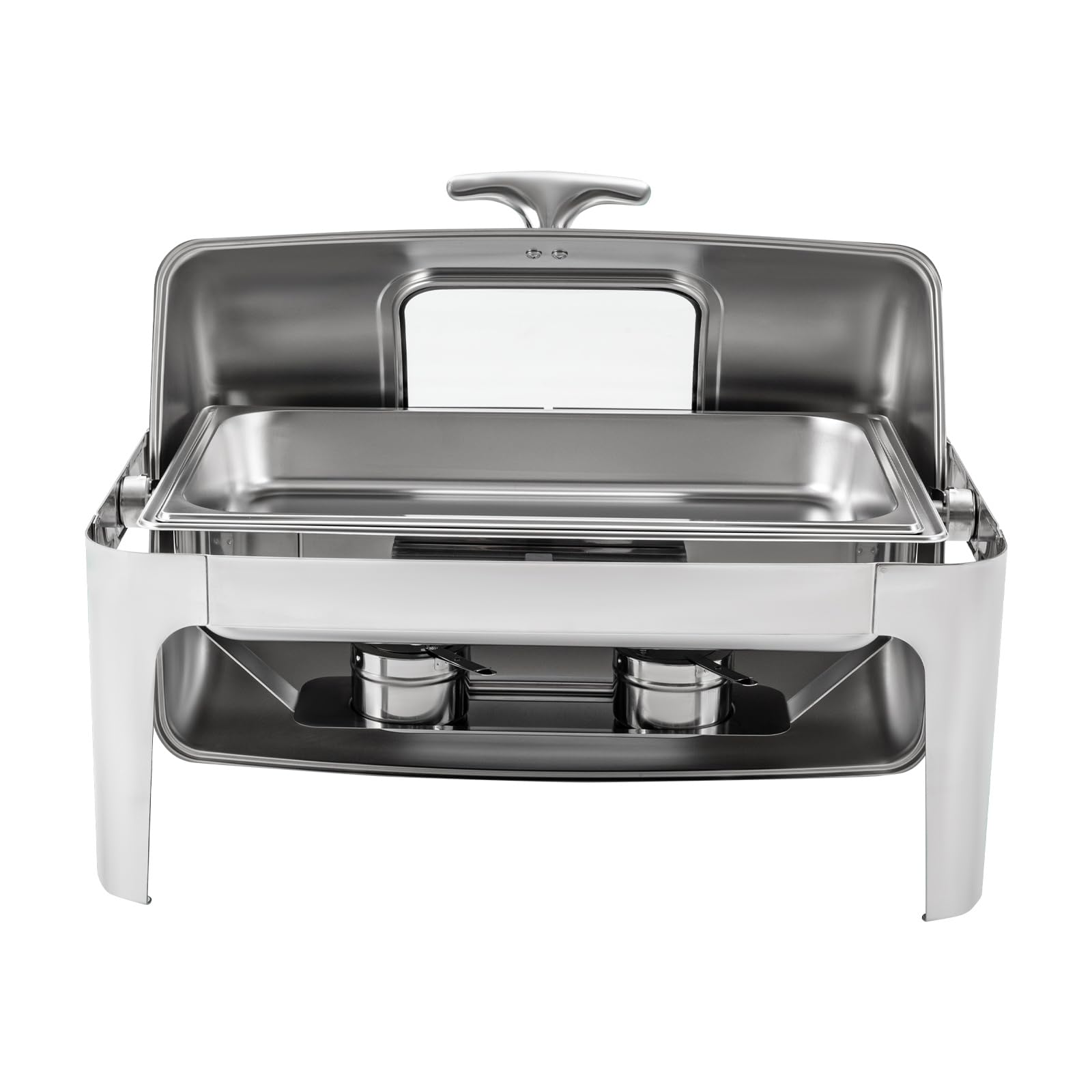 Commercial Chafing Dish Buffet Set 9.5Qt Full Size Stainless Steel Roll Top Chafing Dish Set Alcohol Heating Food Warmer Buffet Server Catering Servers and Warmers for Restaurants, Parties