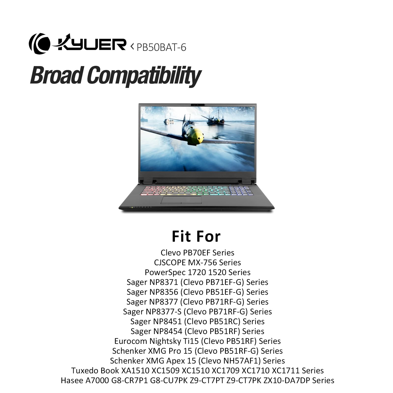 K KYUER 62Wh PB50BAT-6 Laptop Akku für Clevo PB71EF-G PB51EF-G PB71RF-G PB51RC PB51RF-G NH57AF1 PB70EF PowerSpec 1720 1520 Eurocom Nightsky Ti15 Schenker XMG Pro 15 Apex 15 Sager NP8371 NP8356 NP8377