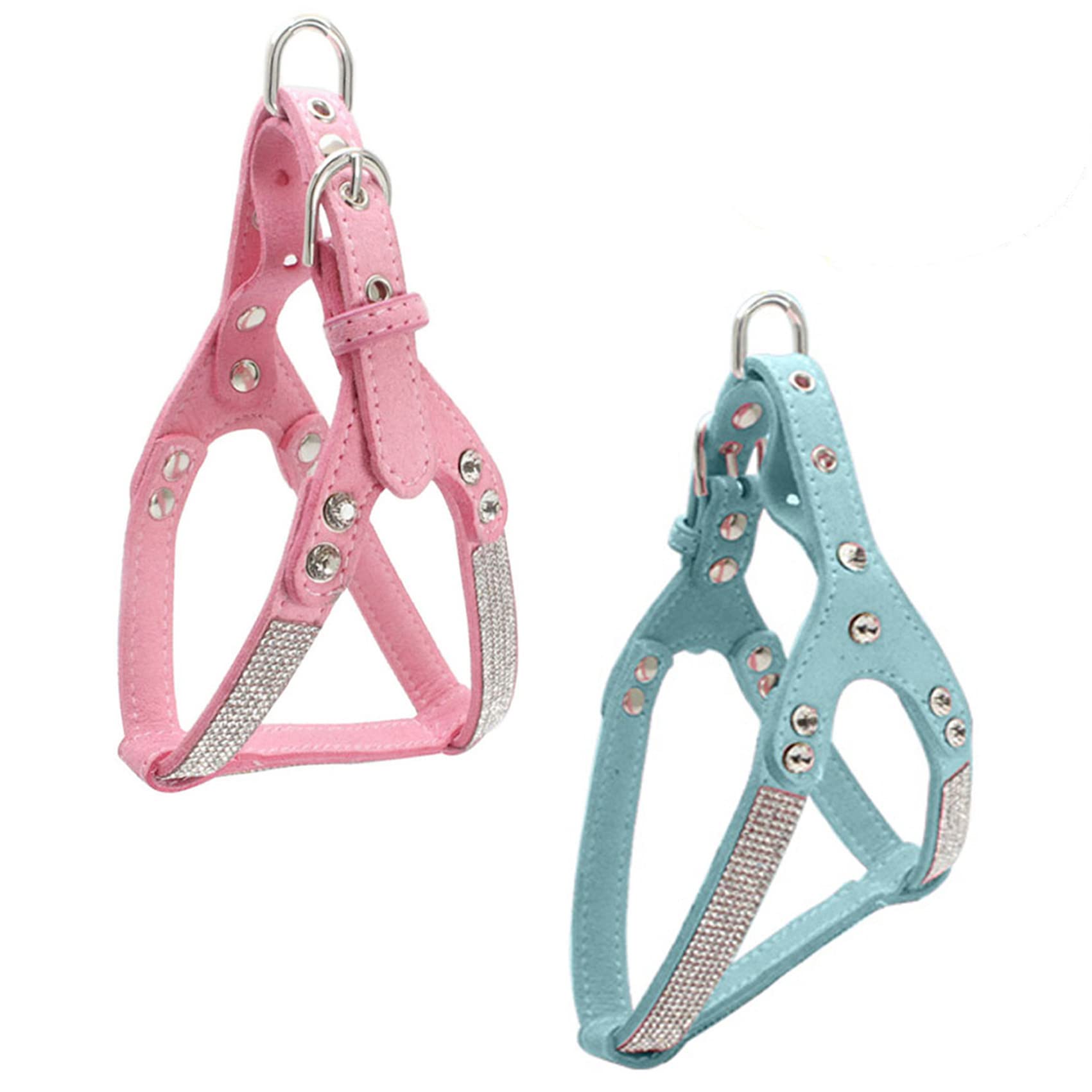 Newtensina Fashion 2pcs Dog Harness Set Diamante Bling Cute Dog Harness Puppies Harness for Small Dogs Medium Dogs