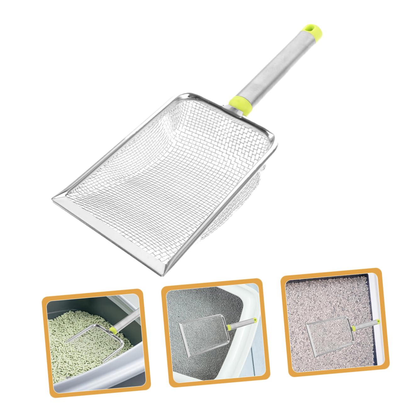 Abaodam Stainless Steel Cat Litter Scoop Non Stick Sifting Shovel with Fine Mesh Filter for Easy Cleaning for Cat Litter Box Pet Waste Management