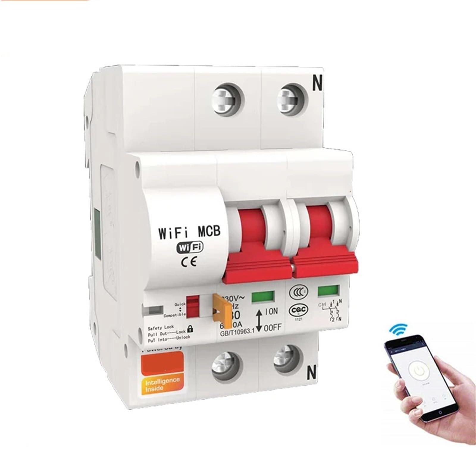 Smart Life 16A Interruttore Automatico WiFi Intelligente Protezione da cortocircuito Interruttore WiFi con Telecomando Compatibile(2P 16A)