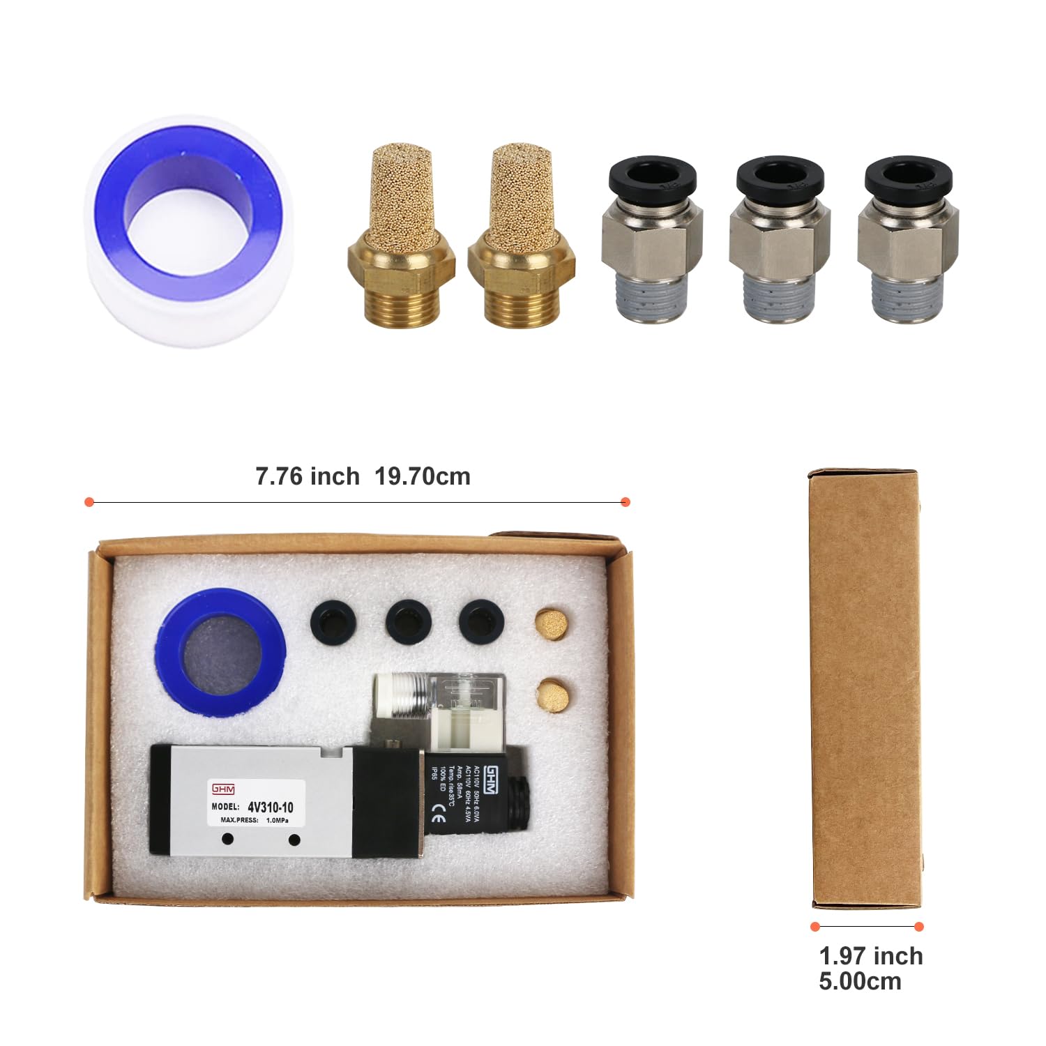 GHM Pneumatyczny zawór elektromagnetyczny, 1/8 cala NPT, AC110 V, 5-drożna 2-pozycyjna, pojedyncza cewka, pilot zdalnego sterowania, elektryczny zawór elektromagnetyczny, 4V110-06