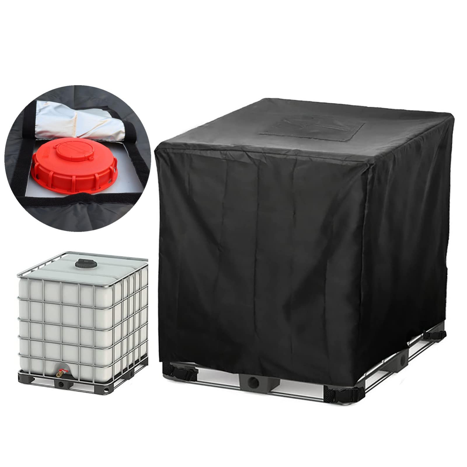 IBC - Cubierta protectora para depósito de agua de 300 L/600 L/800 L/1000 L, resistente a los rayos UV y al polvo, cubierta impermeable para tanque de almacenamiento IBC, protección duradera para