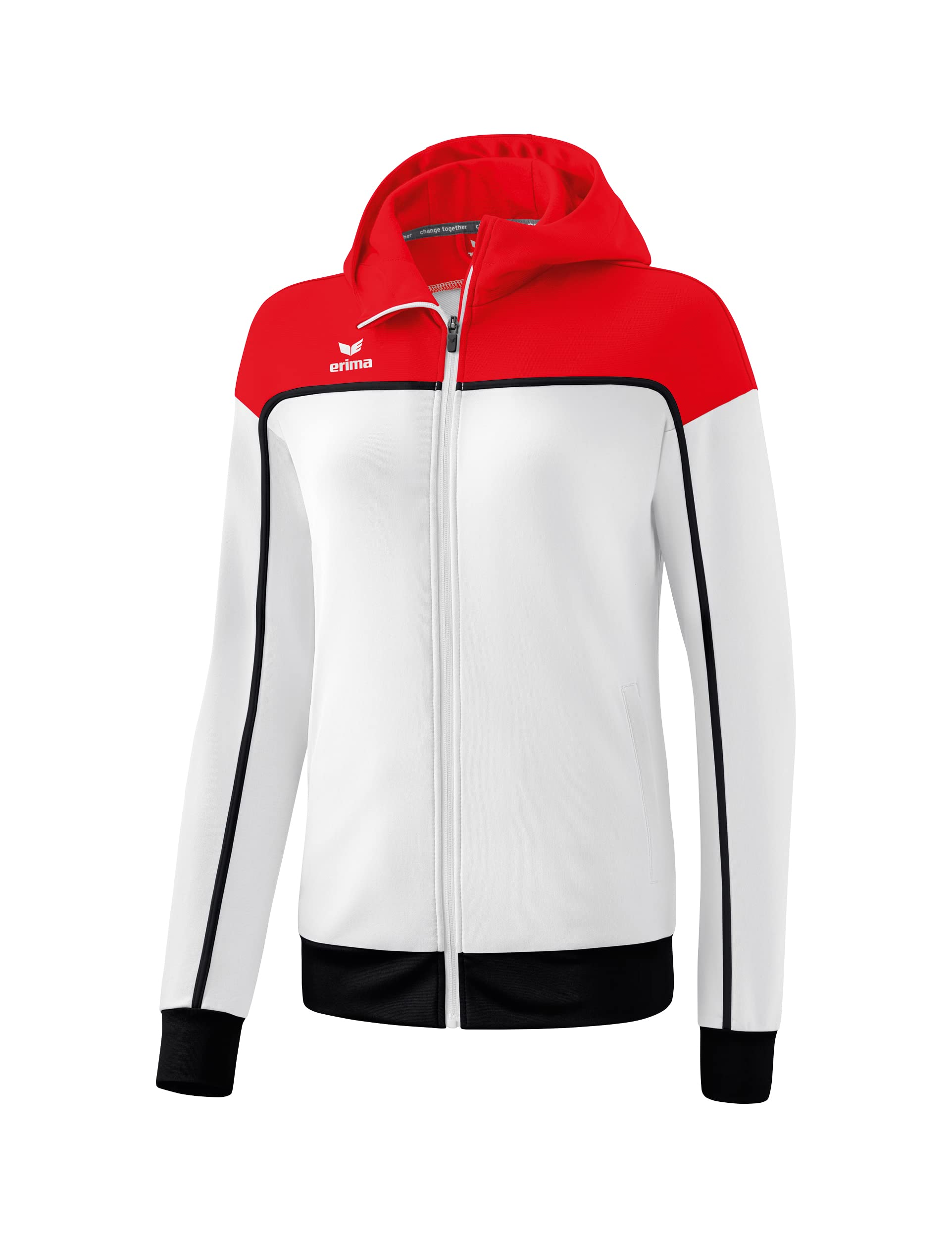 erima Change by Chaqueta de Entrenamiento con Capucha, blanco/rojo/negro, 36 para Mujer