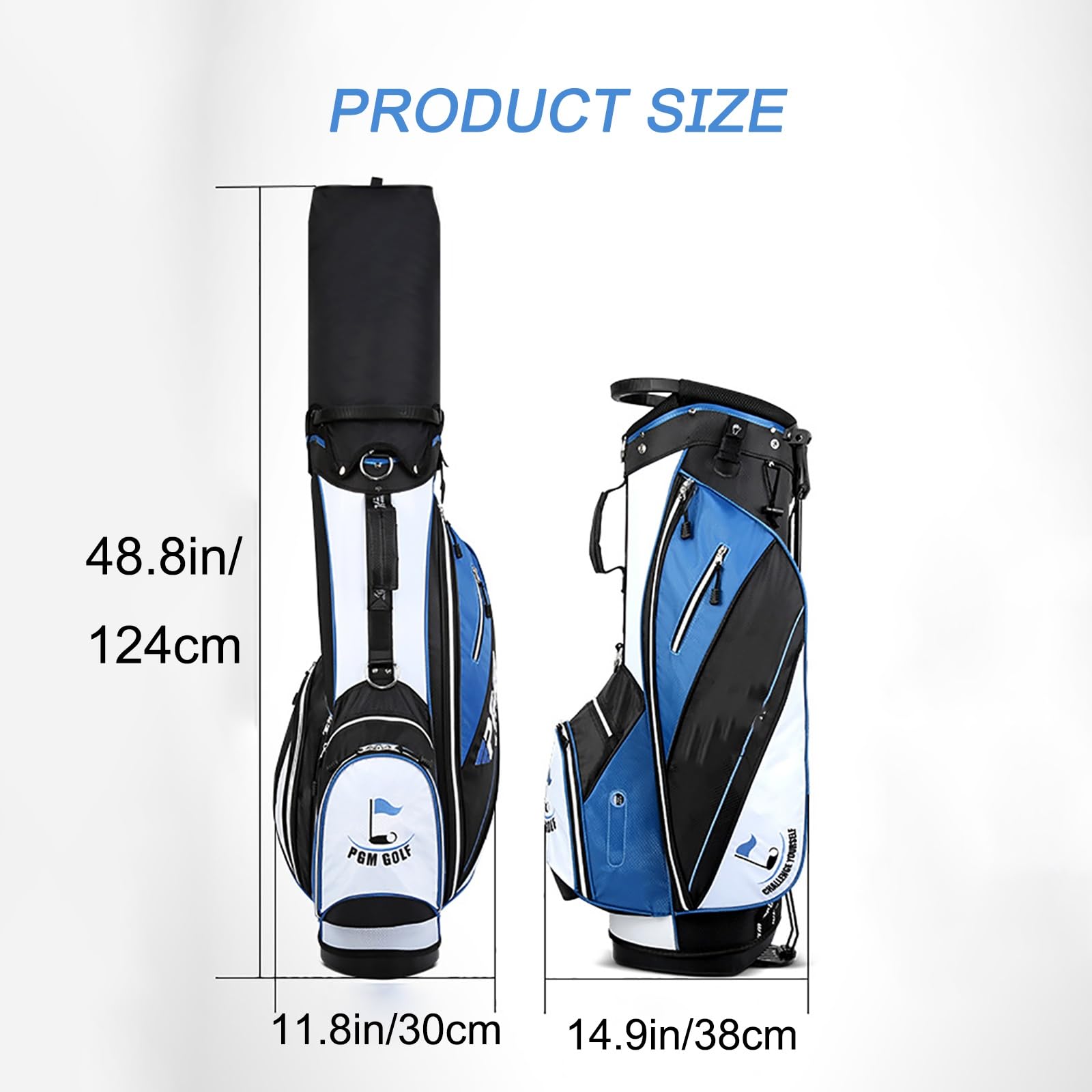 XTRYBHD Golf Stand Bag with 14 Way Divider, Portable Golf Bag with Wear-Resistant Durable Fabric, Space Saving Womens Mens Golf Cart Bag (Size : Yellow Hemming)