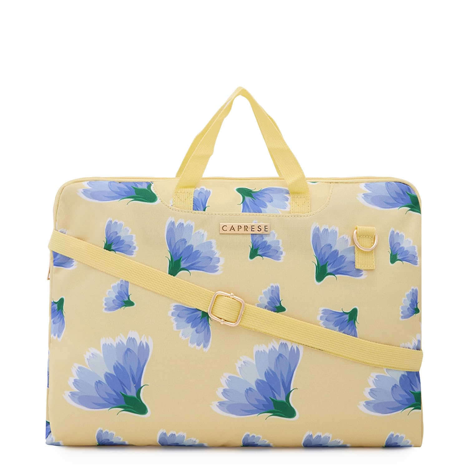 Caprese Barbara Laptop Bag Large (E) Yellow|Stylish Laptop Handbag for Women, 16-Inch Laptop Compatible Spacious Office Bag with Smart Sleeve, Adjustable & Detachable Strap
