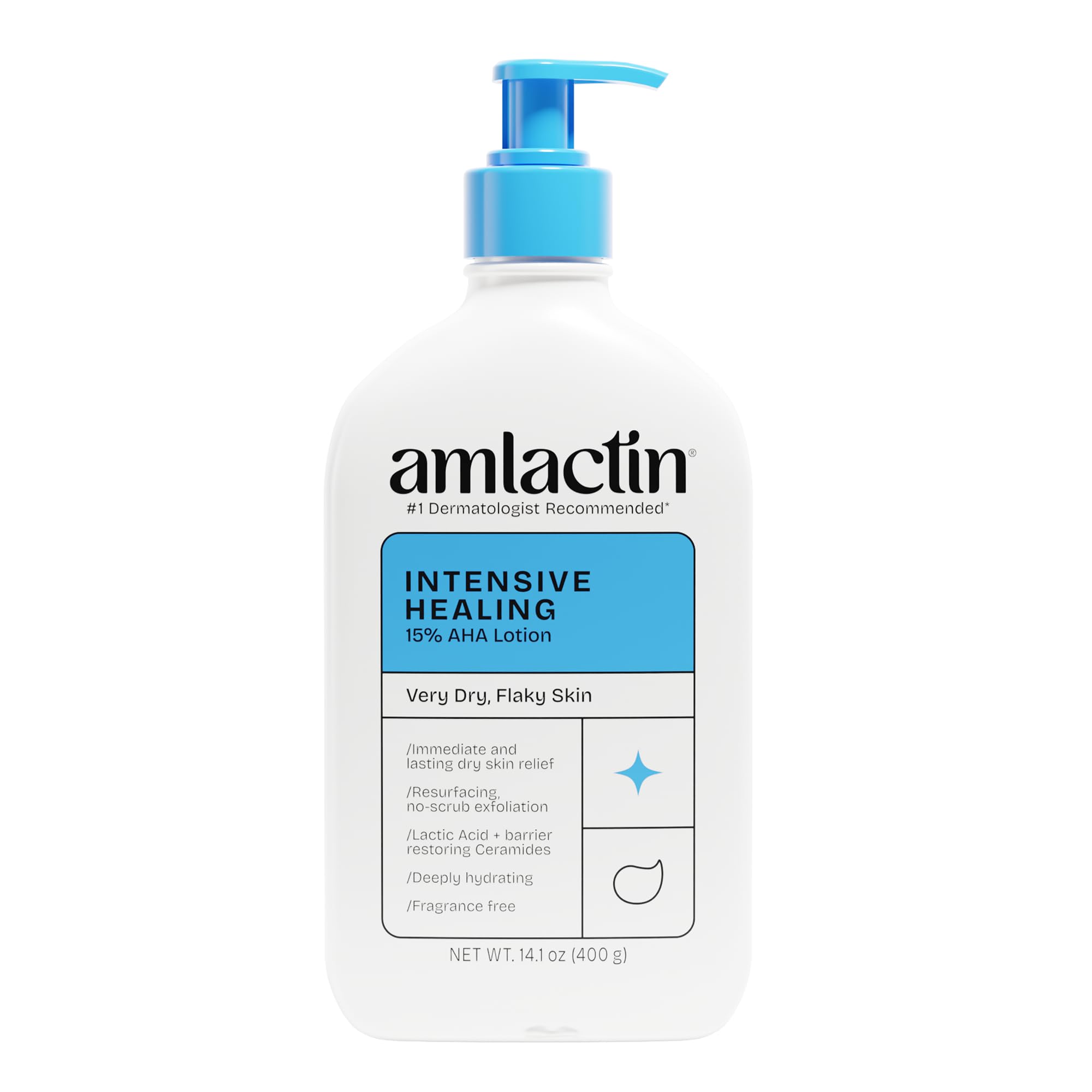 AmLactin Rapid Relief Restoring Lotion + Ceramides, 14.1 Ounce with Pump, Paraben Free