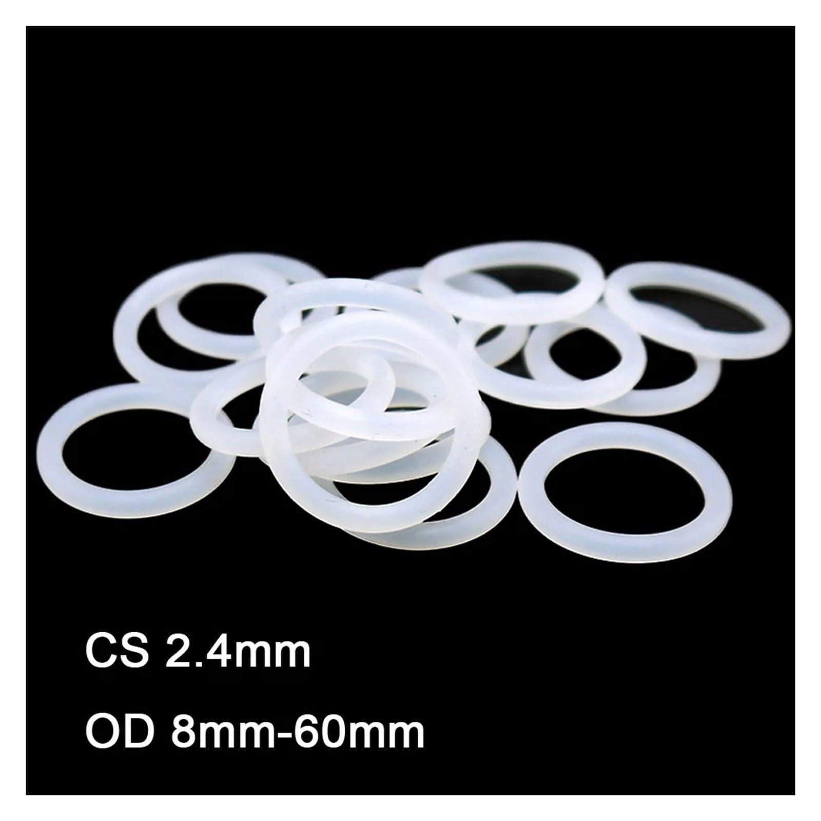 Matériel 10 pièces joint d'étanchéité en silicone blanc CS 2,4 mm OD 8-60 mm joint torique en caoutchouc de silicone de qualité alimentaire VMQ isolé rondelle d'étanchéité étanche rondelle d'emballage