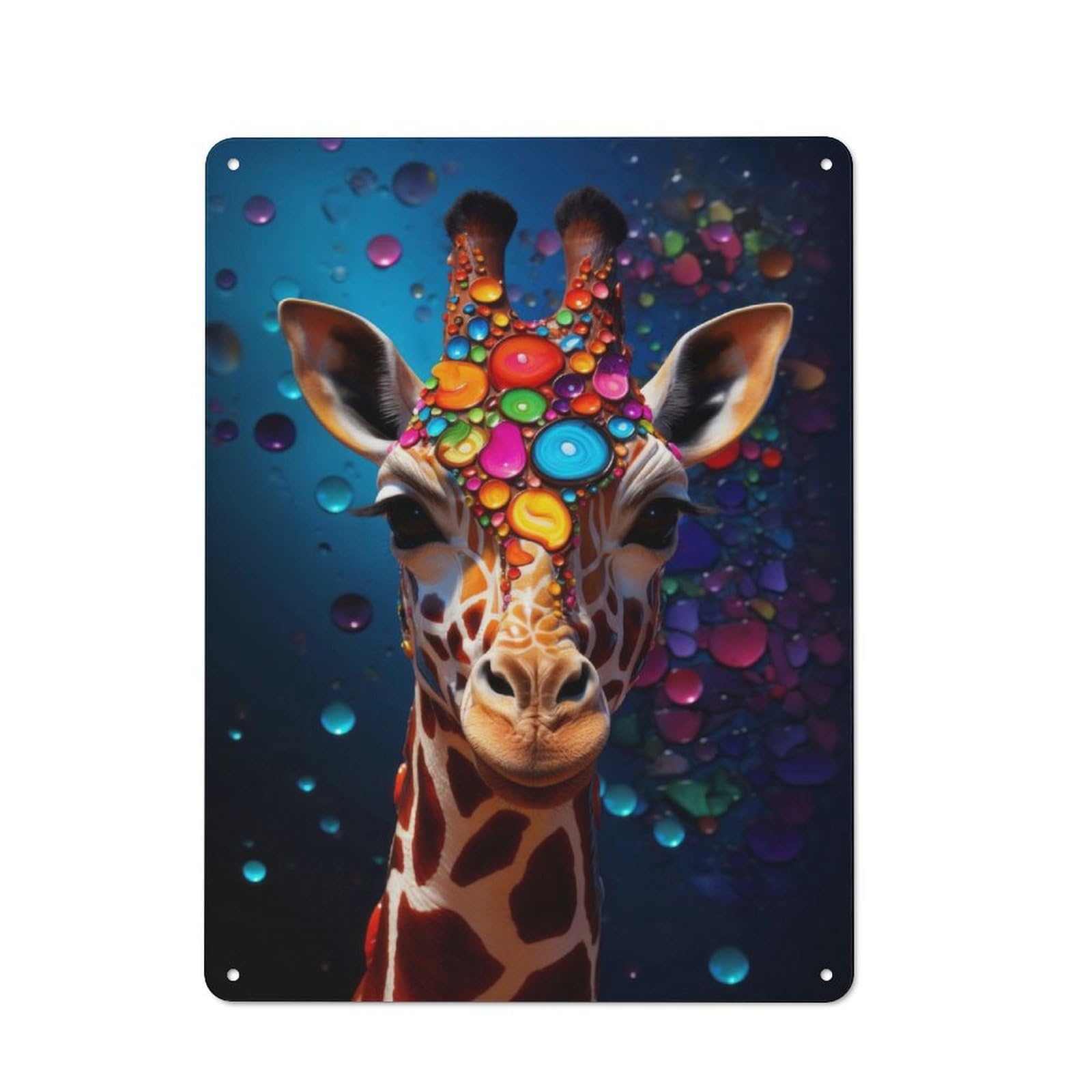 Junmoney Giraffe Mosaic Art Metal Plaque 40X30cm With For Garage Wall, Vintage Decor, Autumn Home Decor For Collectors Of Metal Signs
