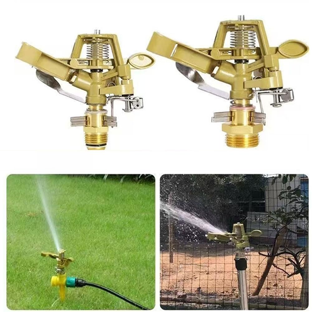 Rociador de agua de plástico y aleación césped aspersor ajustable 360 ​​grados impacto de agua rociador pulsador de jardín riego de área grande riego de área grande