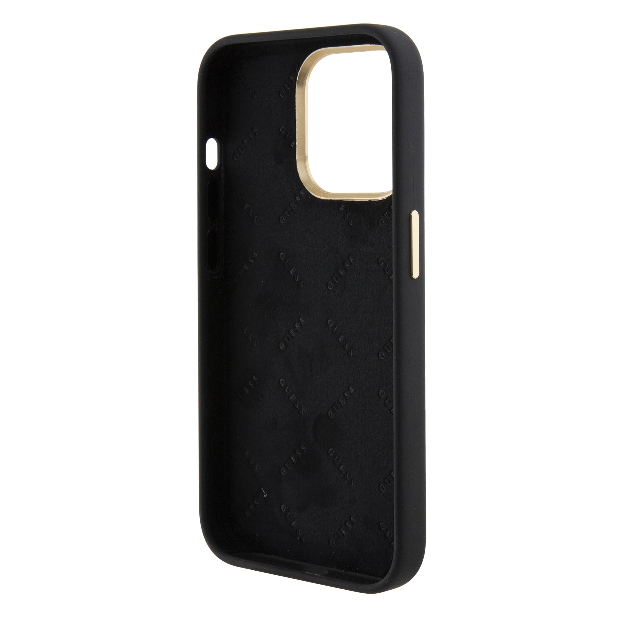 CG MOBILE Guess - Custodia per iPhone 15 Pro Max, in silicone, con logo 4G, antigraffio, resistente alle cadute, antiurto, protezione completa e sottile, colore nero