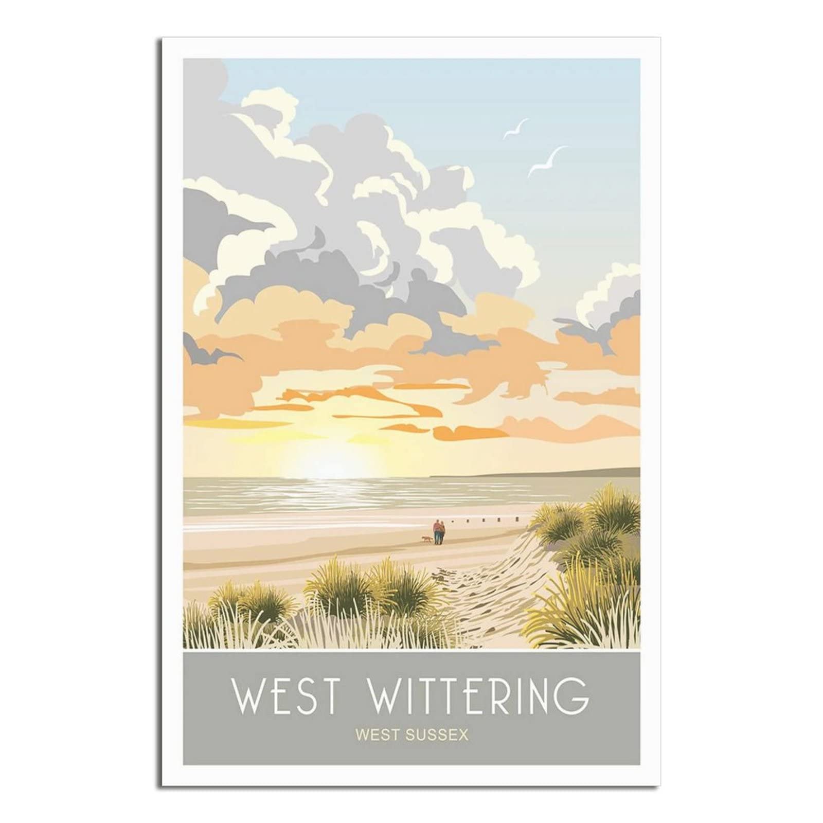 Uejd Unframe-Style Vintage West Wittering Sunset Sussex Travel Poster Decorative Posters Modern Bedroom Canvas Art Poster Picture Painting Posters Wall Decor Art Gift
