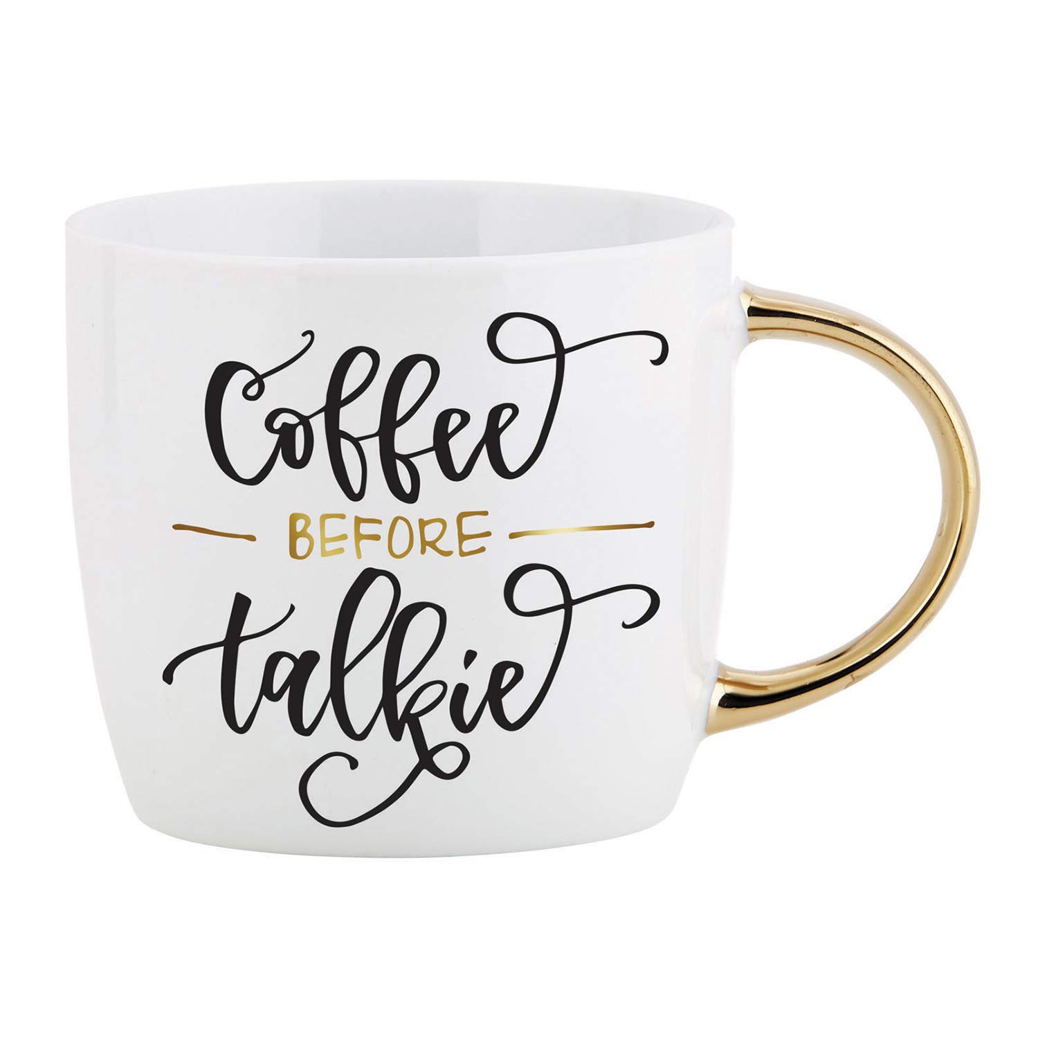 SB Design Studio Sippin' Pretty Ceramic Coffee Mug, 14-Ounce, Coffee Before Talkie