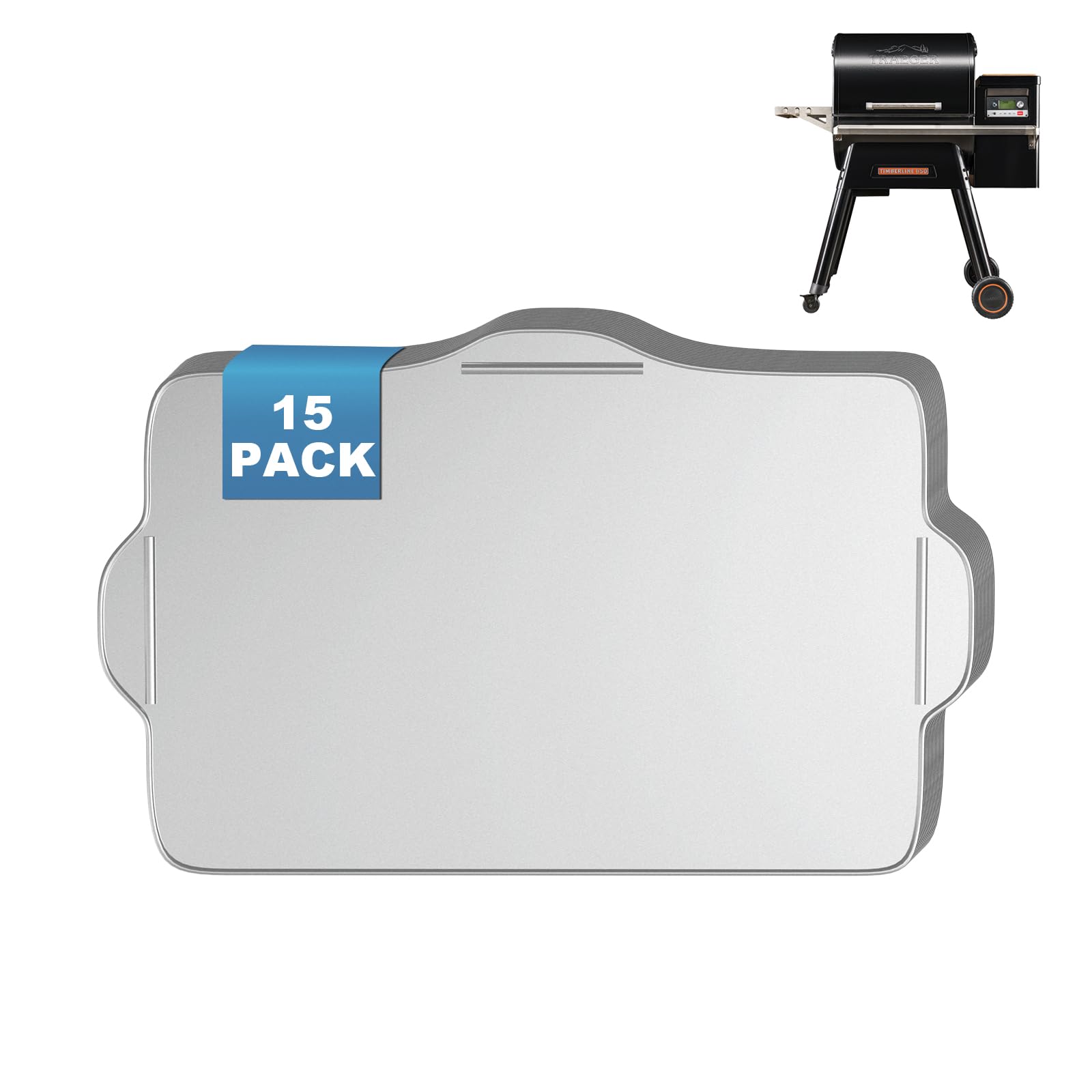 Photo 1 of SafBbcue BAC522 Drip Tray Liner Replacement for Traeger Timberline 850, 24 x 15.5 Inch, Portable and Foldable, Disposable Aluminum Grill Tray for Collecting Grease, 15 Pack