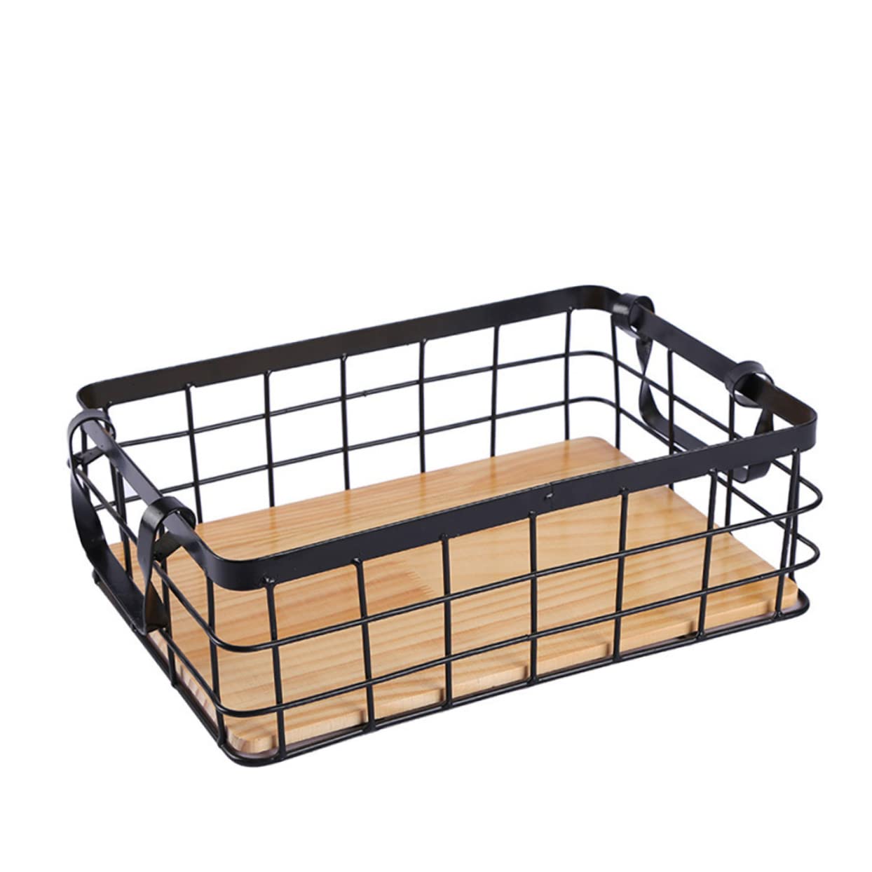 SOLUSTRE 1Pc Decorative Wire Storage Basket for Kitchen Organization Practical Black Packing Basket with Handle Multi Functional Display for Fruits Snacks and Utensils
