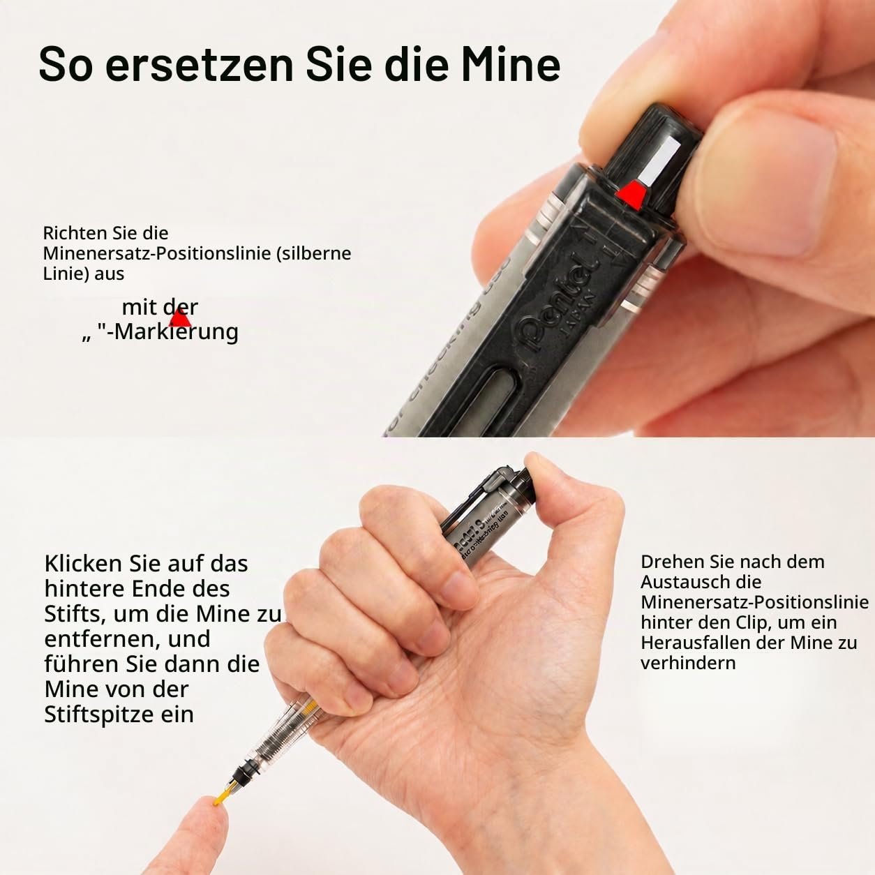 Pentel XPH802ST Druckbleistift mit 8 farbigen Minen, 8 Farben mit Nachfüllset