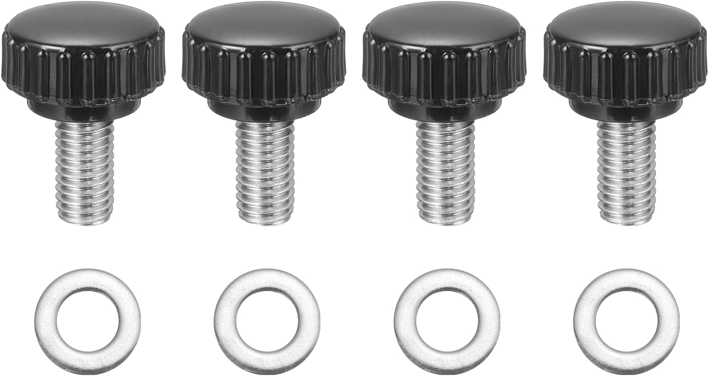 uxcell 4Pcs Knurled Clamping Knobs, M8 x 16mm Metric 304 Stainless Steel Male Thread Thumb Screws 22mm Width Knurled Handle Bolts Grip with Washers for Machine Umbrella Base Replacement