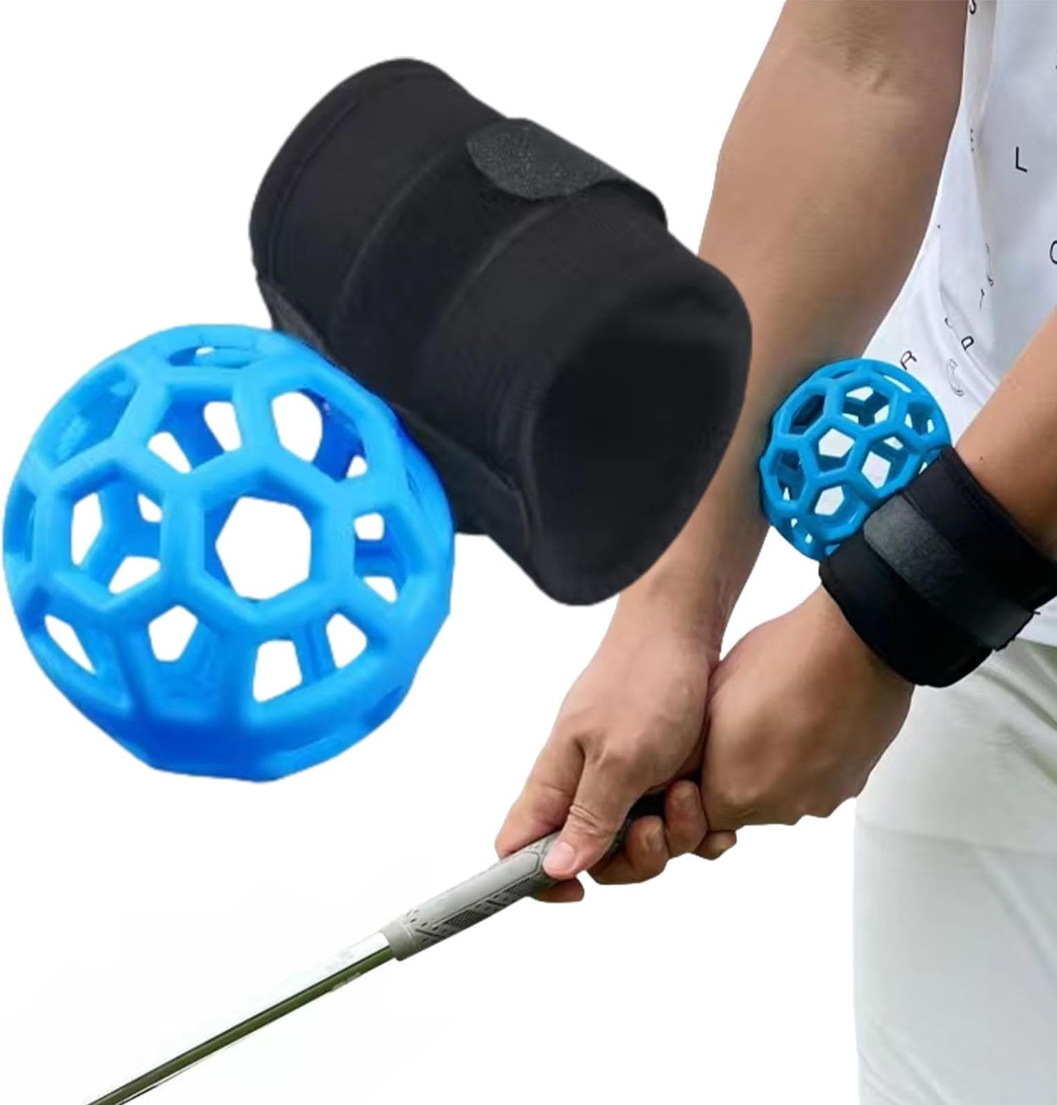 Golf Trainer Wristband Ball, Golf Smart Ball, Golf Swing Training Aid Golf Impact Ball Swing Posture Corrector Swing Training Aid Practice Tool for Men Women Kids Beginner Blue