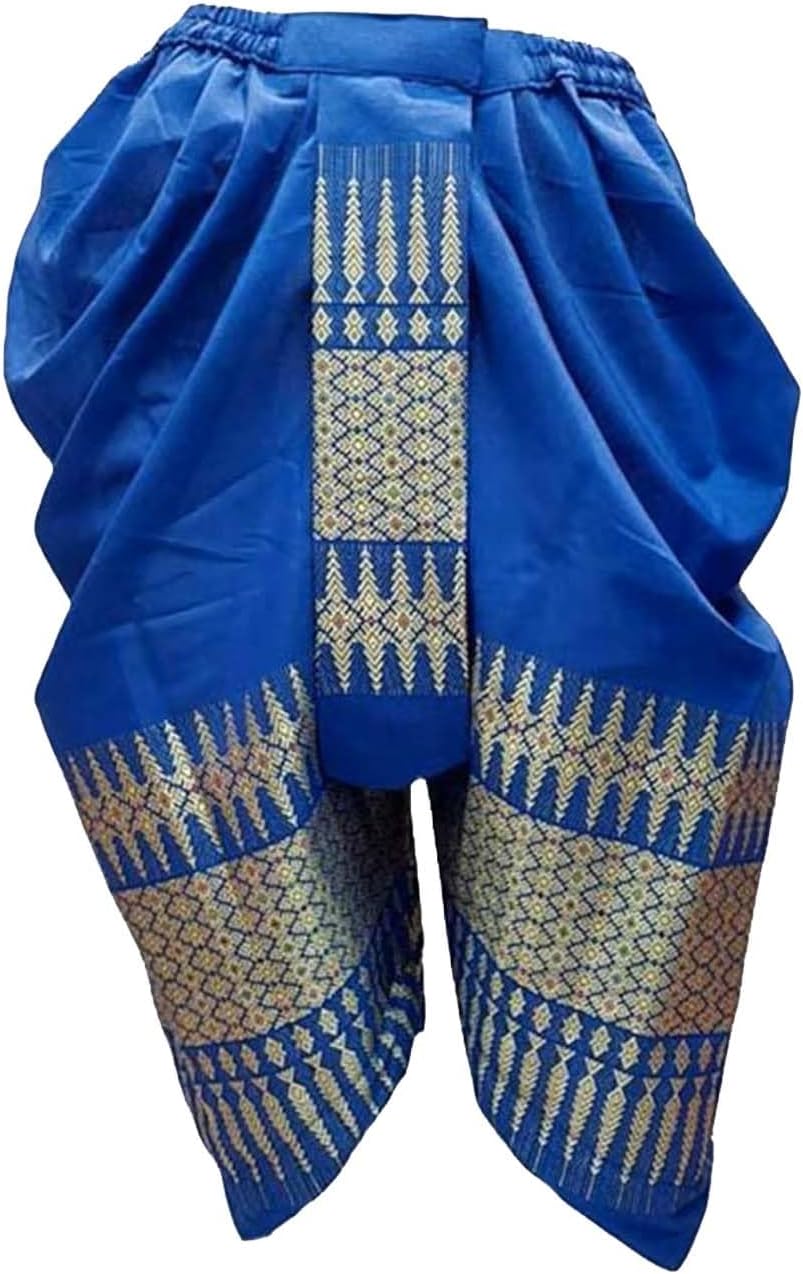 Adults Traditional Thai Wedding Sarong Pants – Vintage Pattern Formal Ceremony Attire – Thai Silk Costume for Men & Women