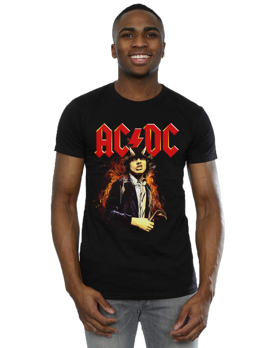 Absolute Cult Men's Black Ac/Dc Angus Highway To Hell T-Shirt Small
