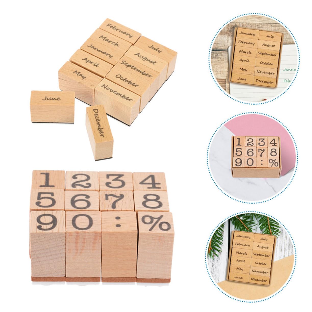 DOITOOL 6 Set Timbri per Mesi e Timbri Decorativi per Scrapbooking Facili Usare Materiale per e Creazioni Artigianali
