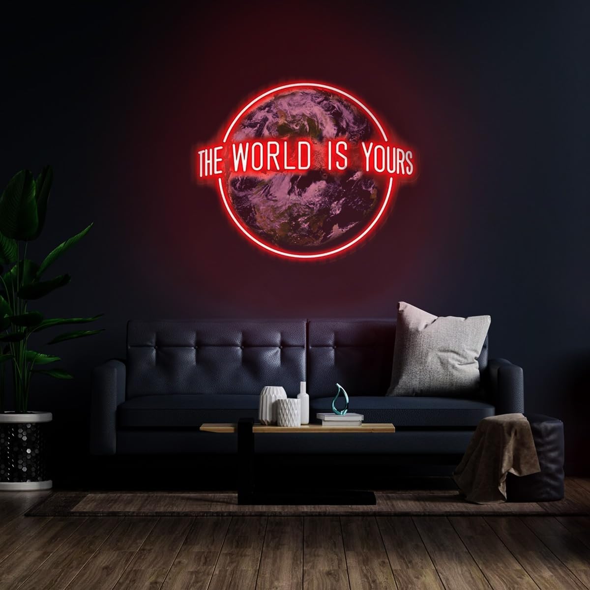 XIMAQIS- The World is Yours Neon Sign, The World is Yours UV Printed Acrylic Artwork Led Light Sign, Custom Neon Signs, for Bar Shop party Wall Art Sign and Home Decor. Size:20inches