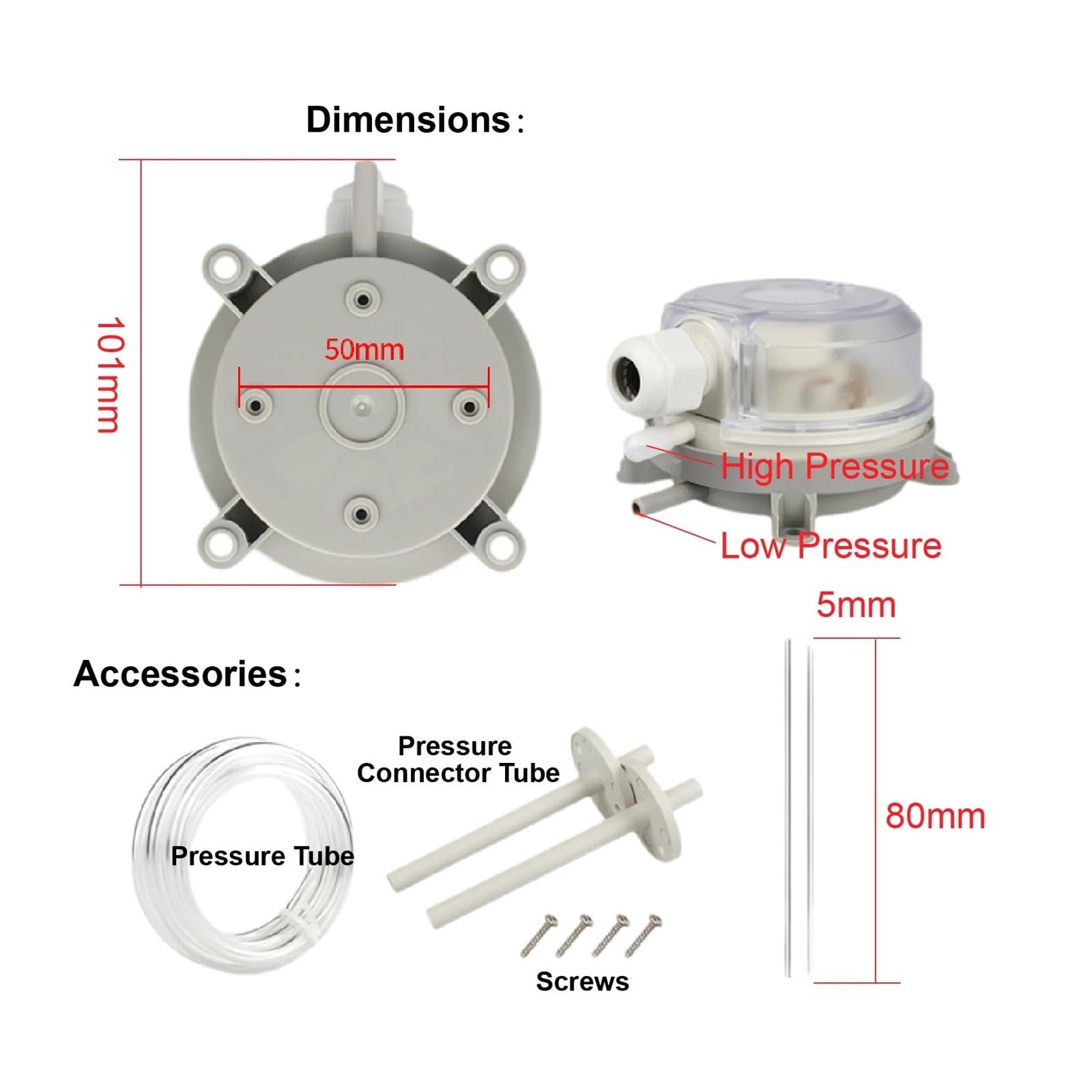TEB930 Differenzdruckschalter Luftdruckschalter Sensor 0‐5000Pa SPDT(200-1000pa)