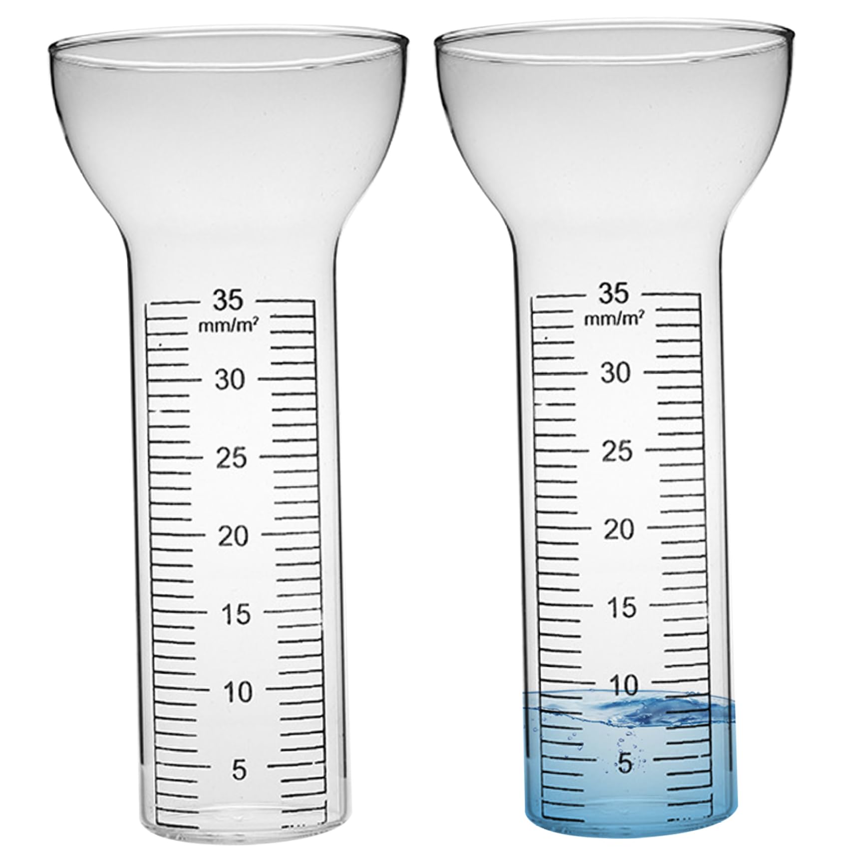 SMELEYOU Rain Gauge Replacement Tube 2Pcs Freeze Proof Glass Rain Gauge Tube with Clear Marks Funnel-Shaped Open Rain Gauges for Yard Garden Water Gauge for Garden