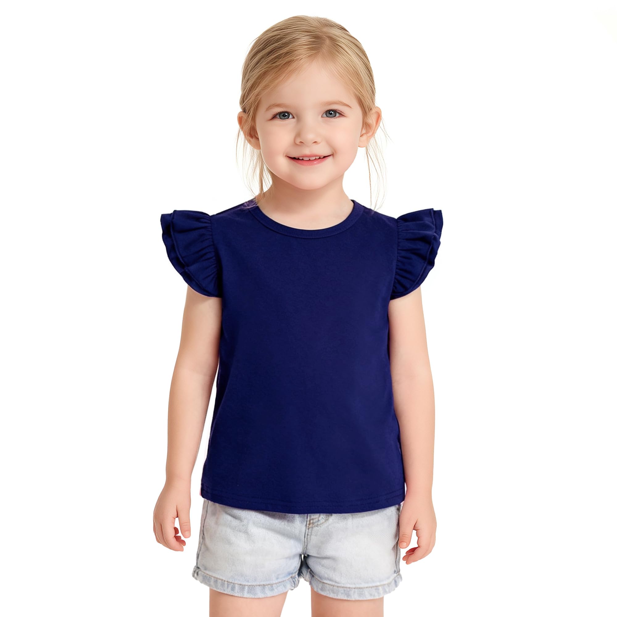 Toddler Baby Girls Solid Color Ruffle T Shirt